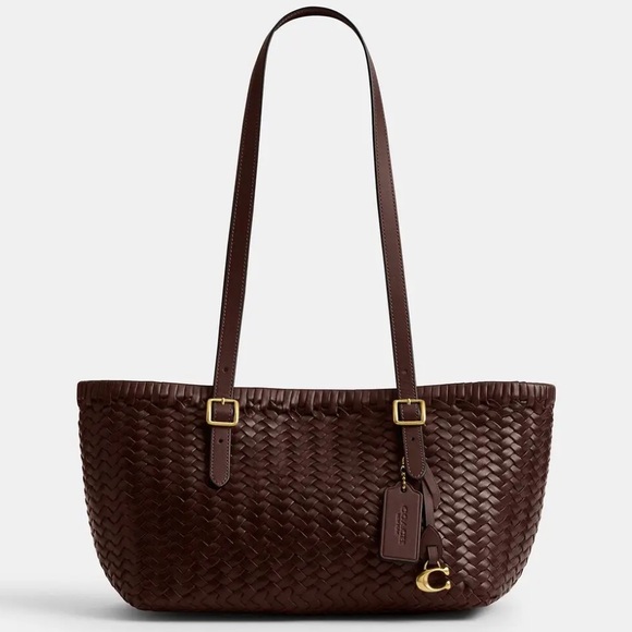 Coach Handbags - NWT Coach Woven Leather Swing Tote in Maple